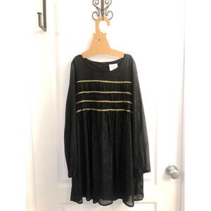 Hayden Black Ruched Babydoll Metallic Girls Dress sz 13/14